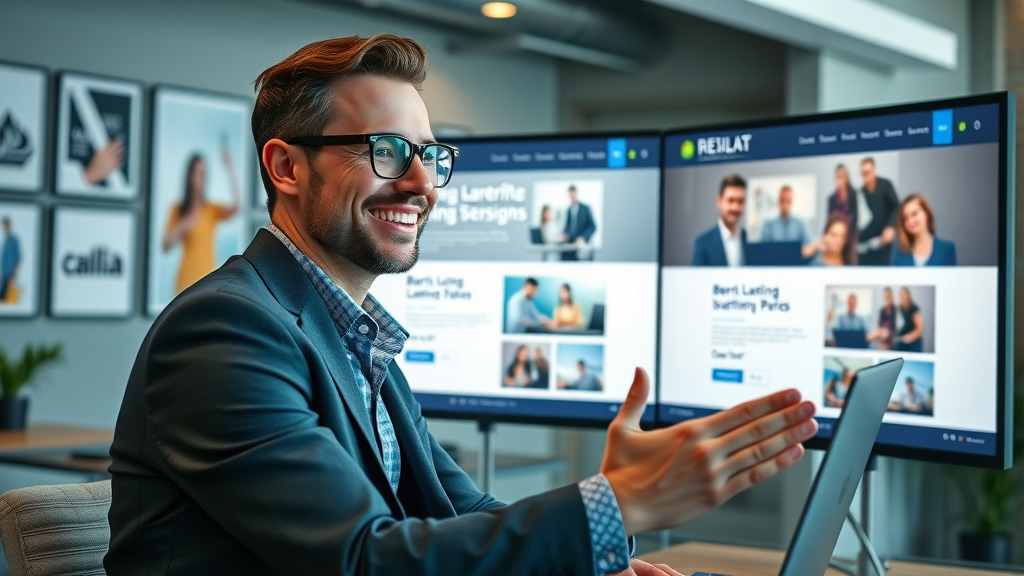 digital marketer reviewing and optimizing personalized landing page designs
