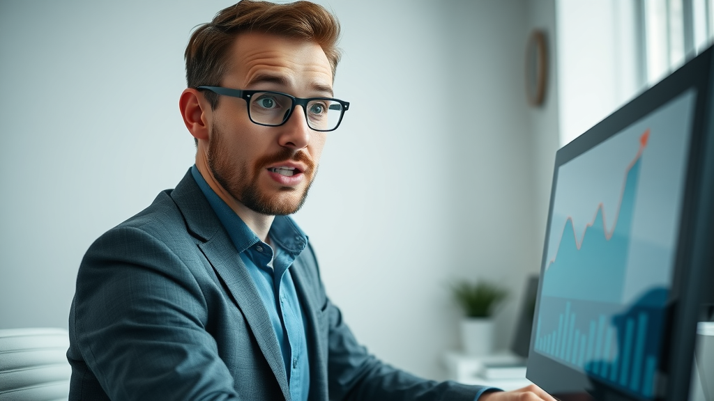 business owner reviewing rising organic traffic analytics on modern dashboard