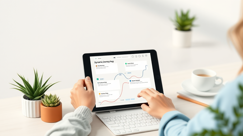 designer customizing journey map templates on tablet