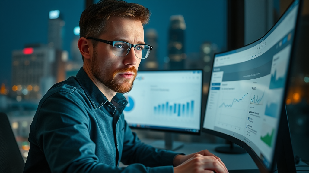 SEO specialist using Google Analytics to measure content performance metrics