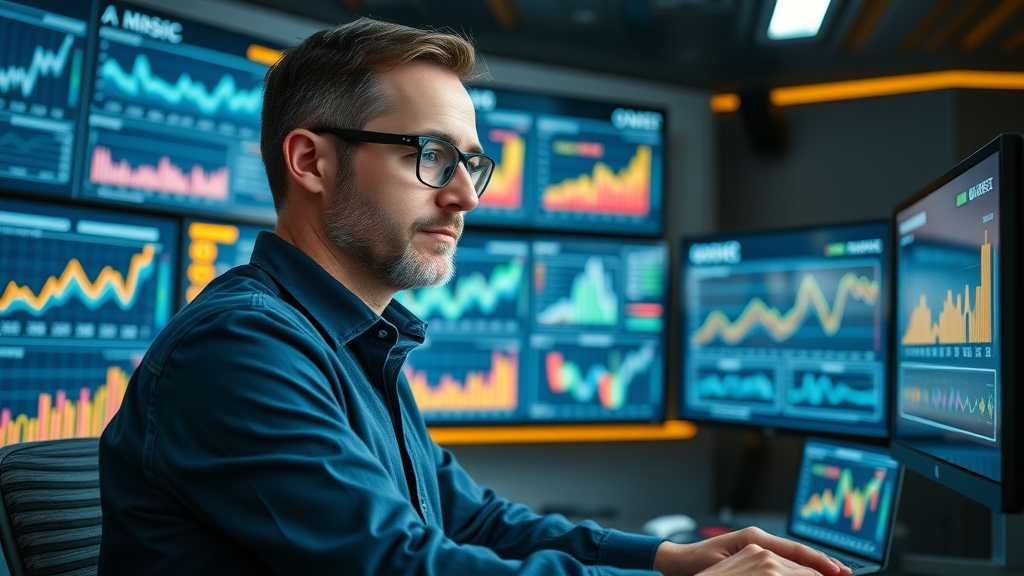 experienced digital marketer analyzing success metrics for content personalization