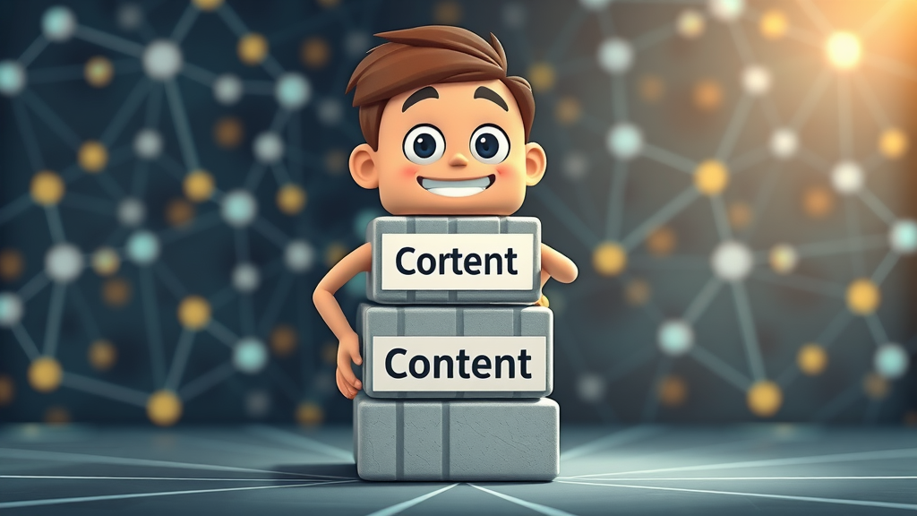 content optimization blocks stacking to form a digital pillar for seo content optimization