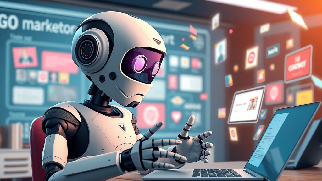 AI content creation platform assisting marketer, best ai business ideas, modern workspace