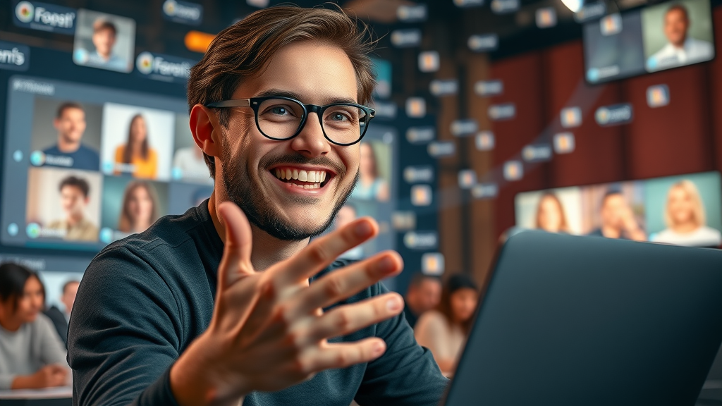 brand representative engaging online audience in a live stream for audience engagement