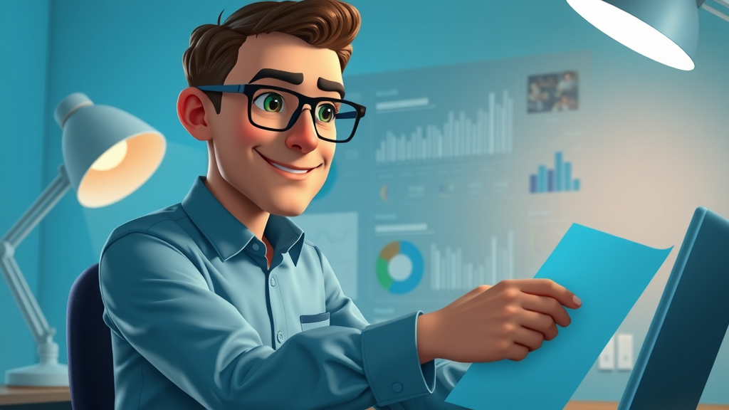 content performance metrics on a digital dashboard monitored by a confident data analyst