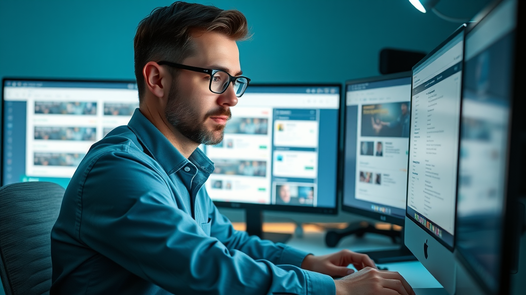 email marketer setting up advanced personalized email campaigns and triggers