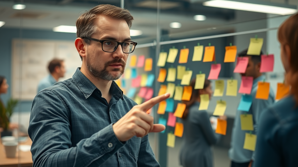 reviewing customer feedback on journey maps with sticky notes